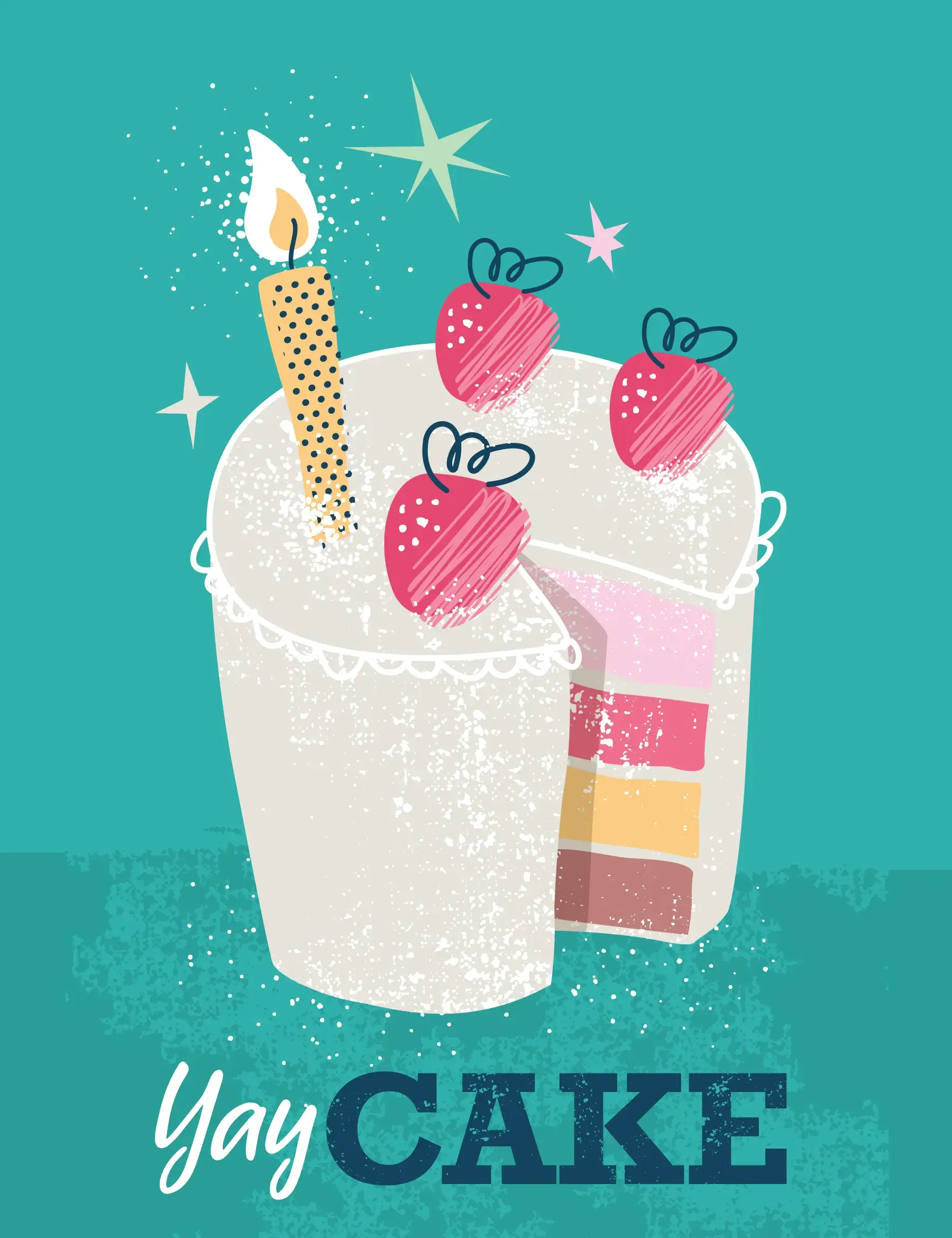 Birthday Pastel Illustration Cake